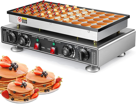 110V Mini Pancake Baker 1800W, 50PCS  Pancakes Maker Machine, 1.8 Inches Electric Muffin Waffle Maker Machine Dutch Poffertjes Grill For Home Kitchen Restaurant Snack Dessert