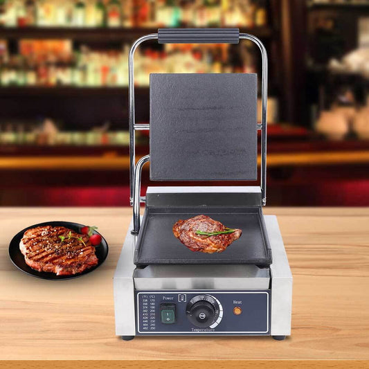 110V Tabletop Sandwich Press Grill Griddle Panini Maker Smooth Flat Non-Stick for Home, Restaurants