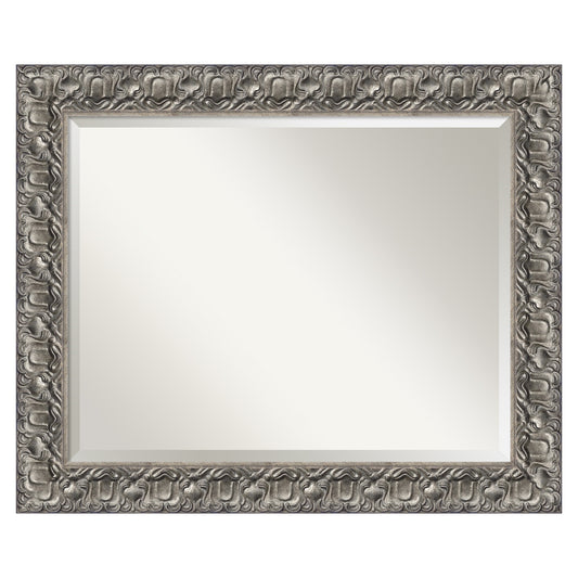 Amanti Art Luxor 33.75-in x 27.75-in Framed Rectangle Bathroom Vanity Mirror ( Silver )