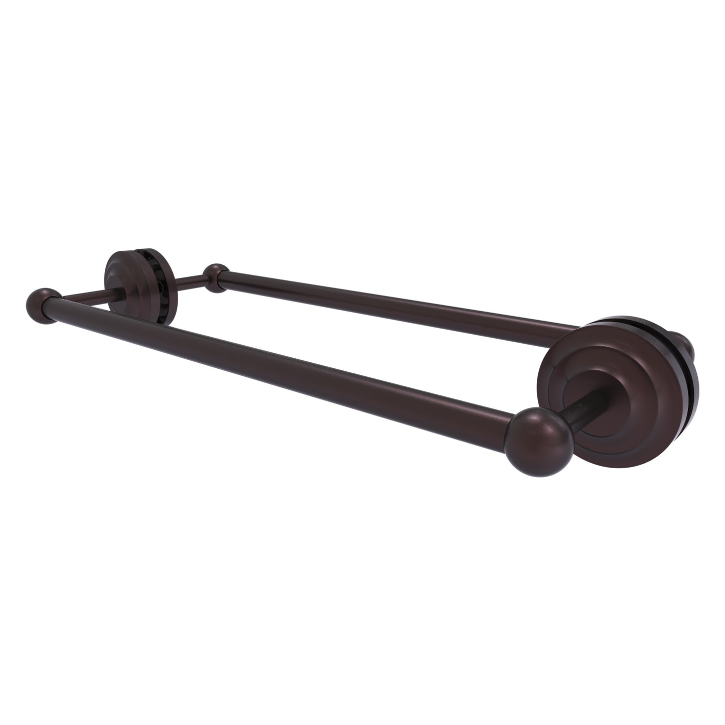 Allied Brass Que New 18-in double Antique Bronze Wall mount Double Towel Bar