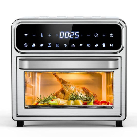 12.7Qt. Stainless Steel Multi-Function Digital Air Fryer Oven With Chromed Mesh Basket, Drip Tray