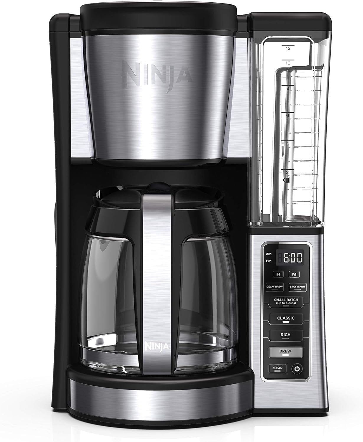 12-Cup Programmable Coffee Brewer, 2 Brew Styles, Adjustable Warm Plate, 60oz Water Reservoir, Delay Brew - Black/Stainless Steel