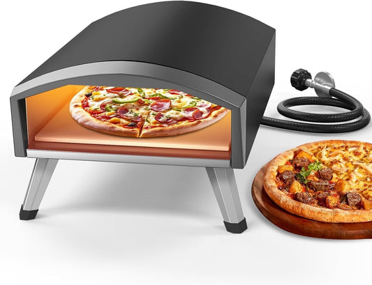 12" Portable Propane Gas Pizza Oven 3-Layer Design for Superior Heat Retention, Heats to 950°F in 15 Minutes, Cooks Pizzas in 60 Seconds - Perfect for Backyard, Camping, Picnics