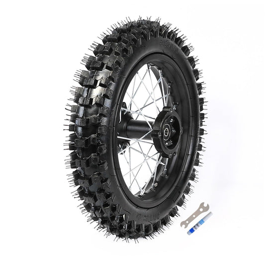 12" Rear Rim Wheel Disc Brake 80/100-12 Dirt Bike Tire Tube Wheel 3.00-12 with 1.85x12 Rim & 12mm Bearing for Pit Bikes Apollo SSR 50cc 70cc 90cc 110cc 125cc XR CRF Dirt Pit Bike Taotao