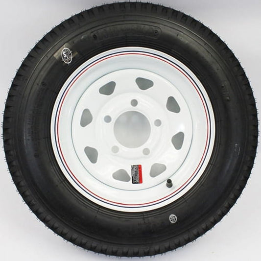 12" X 4" 5 lug 4.5" Bolt Circle White Spoke Trailer Wheel