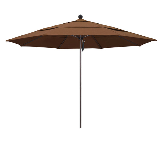 California Umbrella 11-ft Aluminum Brown No-tilt Market Patio Umbrella