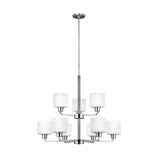 Generation Lighting Canfield 9 -Light Brushed Nickel Modern/contemporary For Use in Dining Rooms, Foyers, Kitchens, Chandelier
