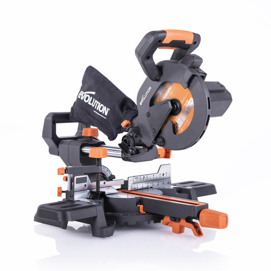 Evolution R185SMS+ 7-1/4-in 10-Amp Single Bevel Sliding Compound Corded Miter Saw with Laser Guide R185SMS+