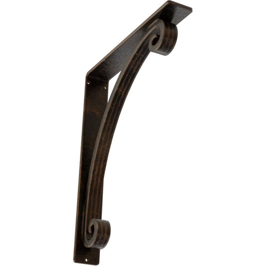 Ekena Millwork Legacy 12-in x 2-in x 15-in Antique Bronze Wrought Iron Countertop Support Bracket BKTM02X12X15TLEABZ