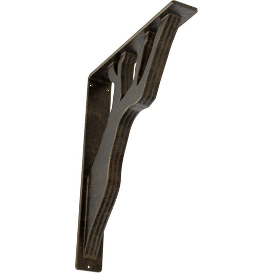 Ekena Millwork Damon 12-in x 2-in x 15-in Antique Gold Wrought Iron Countertop Support Bracket BKTM02X12X15TDAAPG