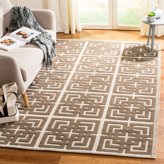 Martha Stewart Vermont 8 x 10 (ft) Wool Ivory/Brown Rectangular Indoor Geometric Area rug