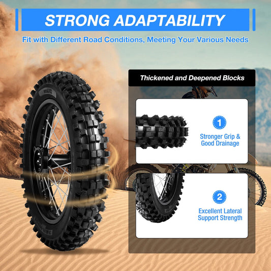 125cc 140cc Pit Bike Apollo Taotao 14" Rear Wheel Rim 90/100-14 Tire Assembly Black for Dirt bike