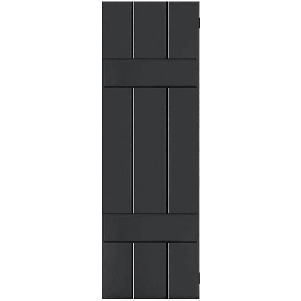 Ekena Millwork 12-in W x 31-in H Black Board and batten Wood Exterior Shutters ( 2 -Pack )