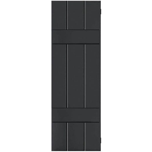 Ekena Millwork 12-in W x 31-in H Black Board and batten Wood Exterior Shutters ( 2 -Pack )