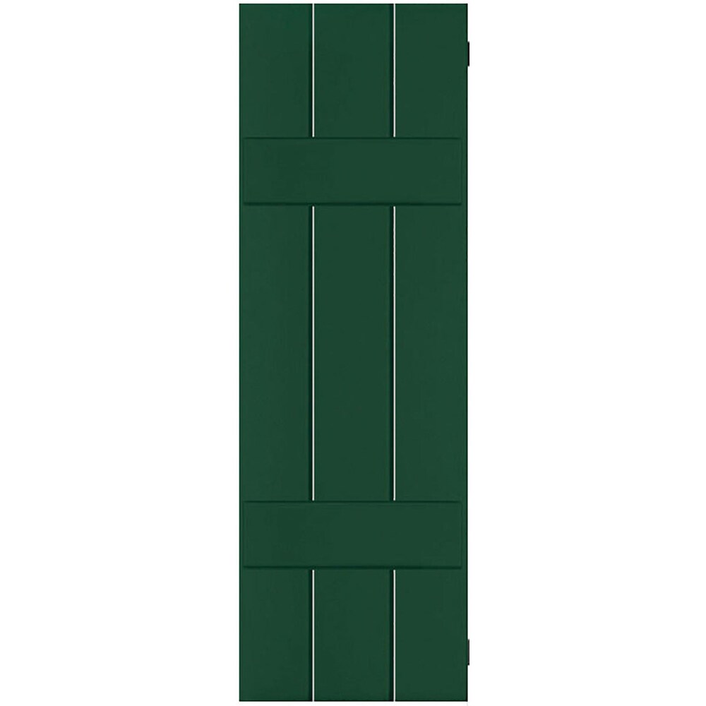 Ekena Millwork 12-in W x 46-in H Chrome Green Board and batten Wood Exterior Shutters ( 2 -Pack )