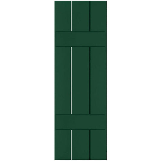 Ekena Millwork 12-in W x 46-in H Chrome Green Board and batten Wood Exterior Shutters ( 2 -Pack )