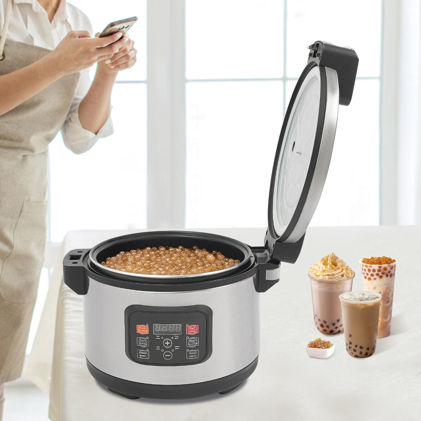 12L Commercial Pearl Cooker Automatic Pearl Maker 12L Bubble Tea Cooker 1850W