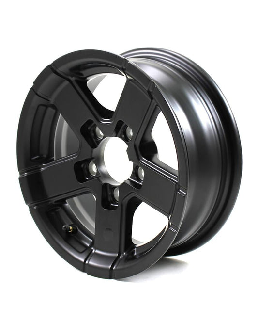 12X4 5-Lug on 4.5" Aluminum Series 07 Trailer Wheel - Black - 724545FPBM