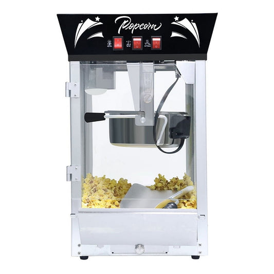 12oz Commercial Popcorn Machine with 850W Stainless Steel Kettle, Glass Panels, Warming Deck, Countertop Popper, Black
