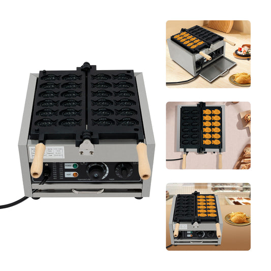 12pcs Mini Fish-Shaped Waffle Making Machine Desktop Electric Waffle Maker 1800W
