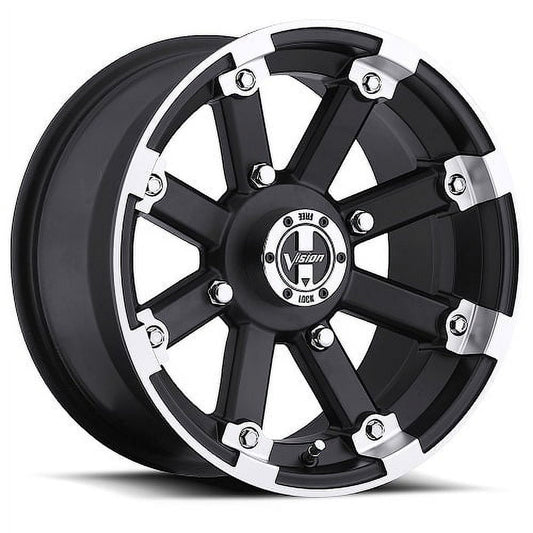 12x7 Vision 393 Lockout Matte Black Mach Lip UTV Wheel 4x115 (2.5mm)