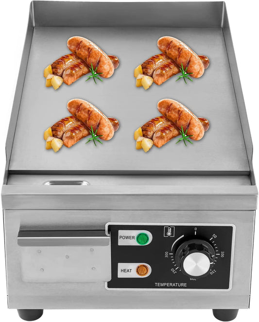 1300W Electric Griddle Countertop BBQ Grill Cooktop Stainless Steel Flat Top Griddle for Restaurant Kitchen,122-572?