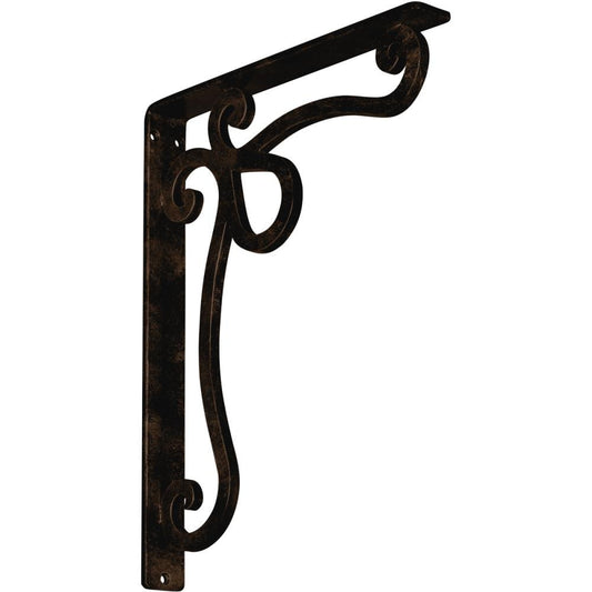 Ekena Millwork Orleans 12-in x 1.5-in x 15-in Antique Bronze Wrought Iron Mounting Bracket BKTM01X12X15SOLABZ