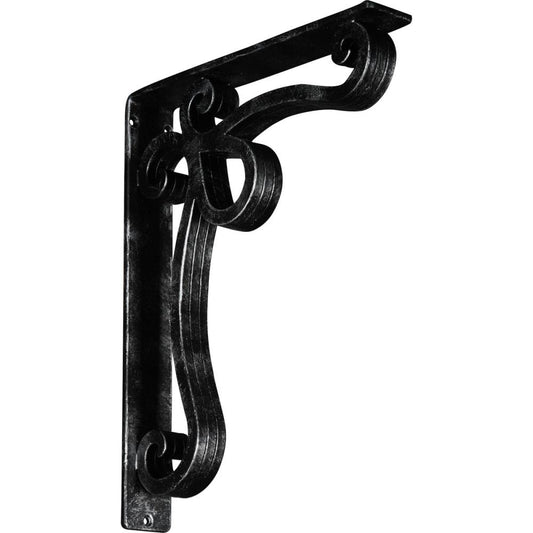 Ekena Millwork Orleans 12-in x 2-in x 15-in Gray Wrought Iron Countertop Support Bracket BKTM02X12X15TOLASV