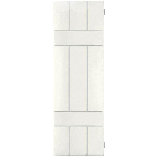 Ekena Millwork 12-in W x 30-in H White Paintable/Stainable Board and batten Wood Exterior Shutters ( 2 -Pack )