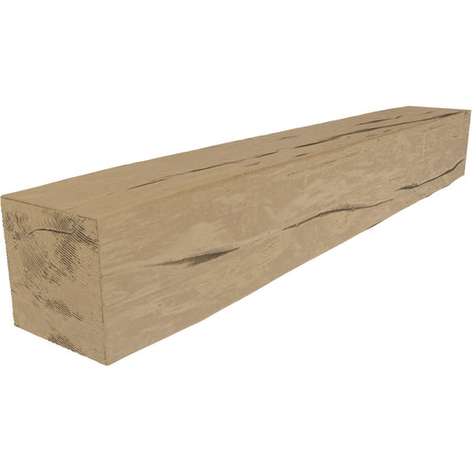 Ekena Millwork 72-in W x 6-in H x 8-in D Natural Pine Hollow Urethane Rustic Fireplace Mantel MANURW06X08X72PP