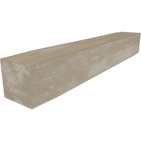 Ekena Millwork 84-in W x 4-in H x 6-in D White Washed Hollow Urethane Rustic Fireplace Mantel MANUSD04X06X84WH