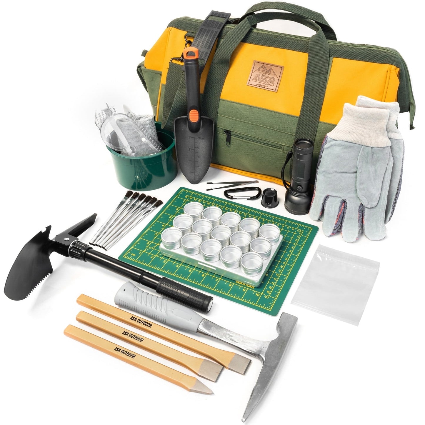 13pc ASR Outdoor Deluxe Geology Gem Mining Rockhounding Tools Kit