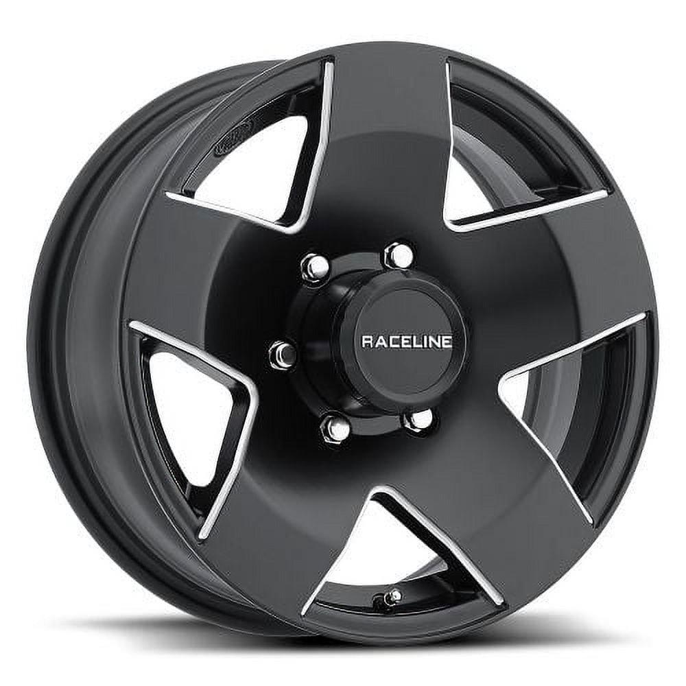 13x4.5 Raceline 855 Maxum Trailer Black Machined Wheel 5x4.5 (-.125mm)