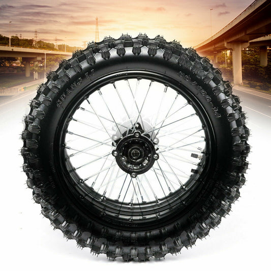 14" Fit 125cc Dirt Pit Bike Apollo Taotao Rear Wheel Rim 90/100-14 Tire Assembly