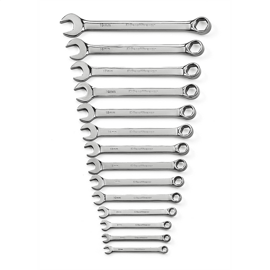 14 Piece Full Polish Comb Wrench Set 6 Pt Metric