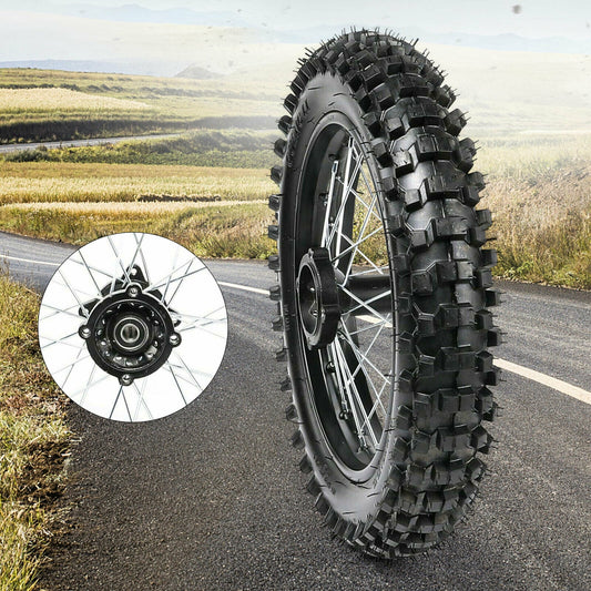 14"Rear Wheel Rim Tire Assembly For Dirt Pit Bike Trail 125/150cc 90/100-14 Rear Wheel Rim 90/100-14 Tire Fits 125/140/150/160cc Pit Dirt Bike KLX65 Apollo