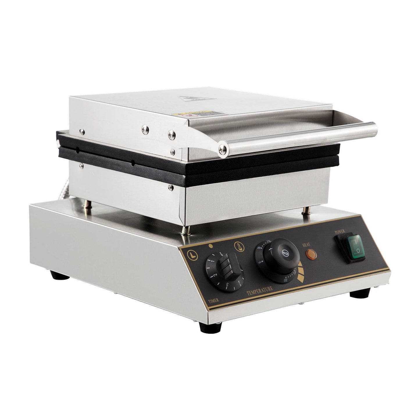 1400W Commercial Bubble Waffle Maker Non Stick Stainless Steel Baker with Rotatable Pans and Adjustable Temperature Egg Bubble Puff Iron with Wooden Handles