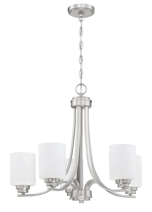 Craftmade Bolden 5 -Light Brushed Nickel Transitional For Use in Bedrooms, Dining Rooms, Foyers, Kitchens, Living Rooms Chandelier 2180063
