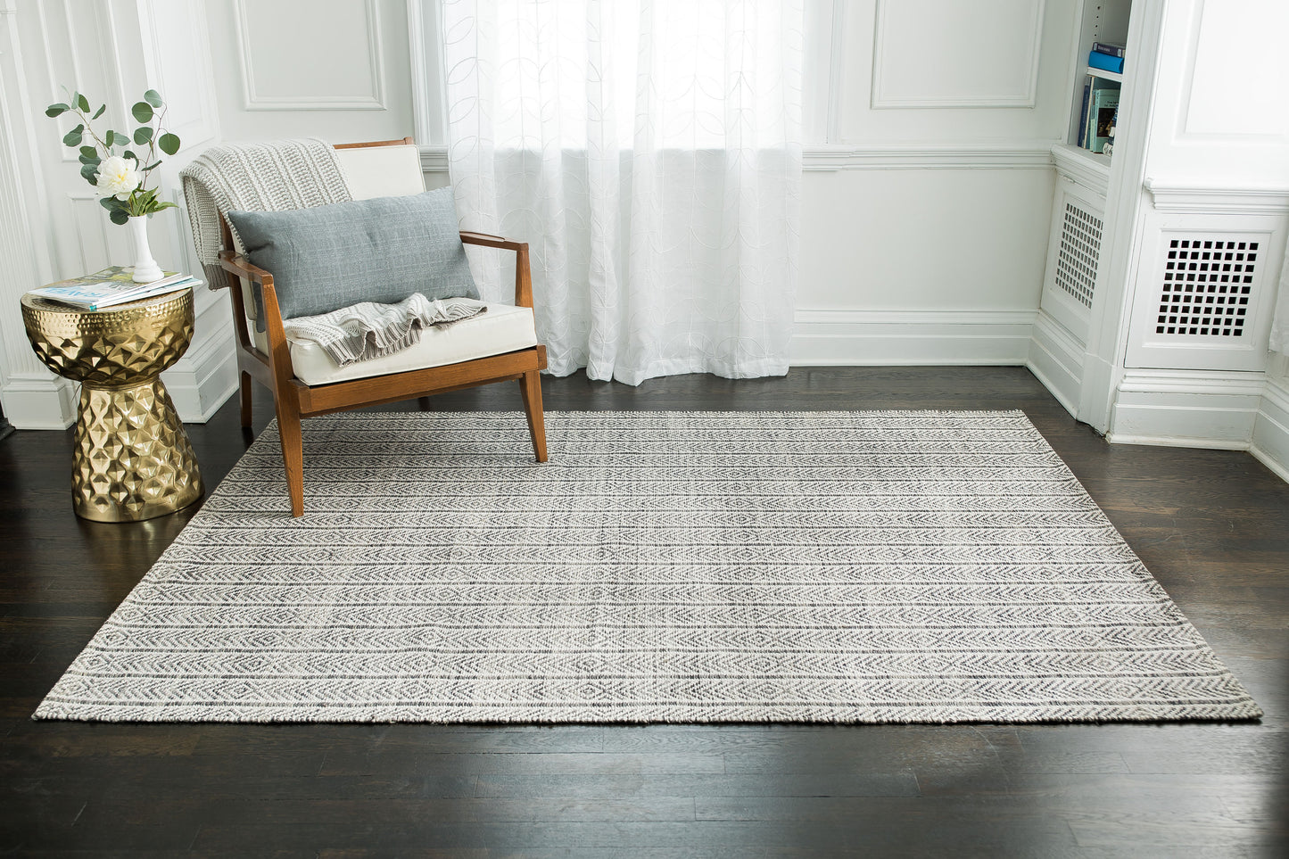 Anji Mountain 8 x 10 (ft) Loomed Gray, Ivory Rectangular Indoor Geometric Farmhouse/Cottage Area rug