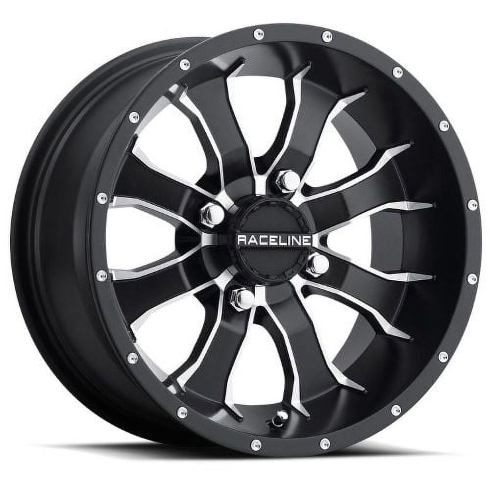 14x7 Raceline A77 Mamba UTV Satin Black with Machined Spokes Wheel 4x110 (-47mm)