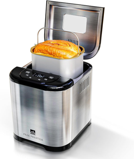 15 in one Bread Maker Machine 2lb with Measuring Spoons & Cup -Nonstick Aluminum Pan & Touch Panel, 3 Crust Color Dough mixer