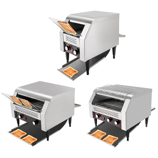 150-450 Slices/Hour Commercial Conveyor Toaster with 7 Speed Settings, Three Baking Modes, and Easy-to-Clean Stainless Steel Design