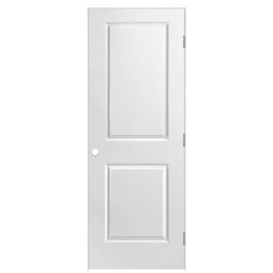 Masonite 30-in x 80-in Primed Solid core 2-panel square Right hand Smooth Primed Molded composite Flat Jamb Single Prehung Interior Door