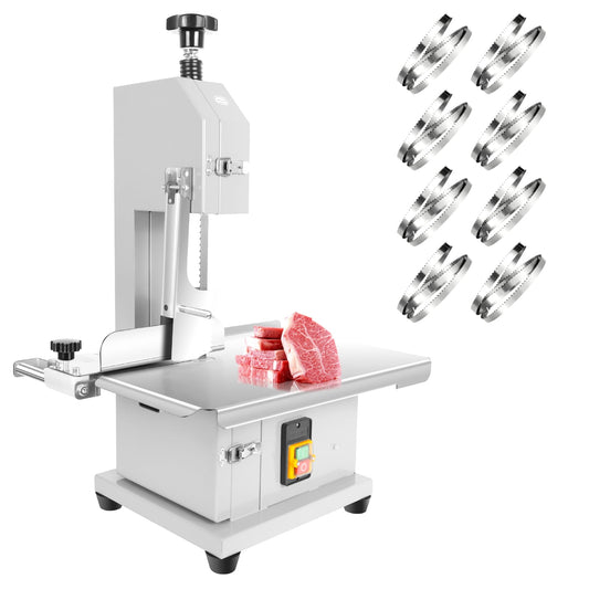 1500W 110V Electric Bone Saw Machine, Meat Bandsaw with 19"x14" Workbench & 0.04"-4" Thickness, Frozen Meat Cutter with 8 Saw Blades, Meat Cutting Machine for Lamb, Restaurant, Food Processing