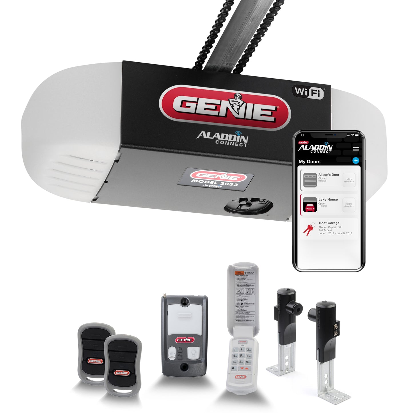Genie 1/2 Hpc ChainGlide Connect Smart Chain Drive Garage Door Opener Wi-fi Compatibility 2033-TKV