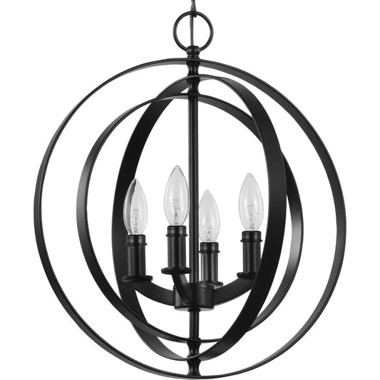 Progress Lighting Equinox 4 -Light Graphite Traditional Lantern Medium Hanging Pendant light 2467442