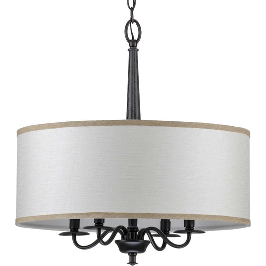 Progress Lighting Durrell 4 -Light Matte Black Coastal For Use in Bedrooms, Dining Rooms, Foyers, Kitchens, Living Rooms Chandelier 2467487