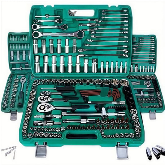151pcs Mechanics Tools Kit: Socket and Drive Tool Set with Plastic Toolbox, including Sockets Set in Metric Drive Sizes