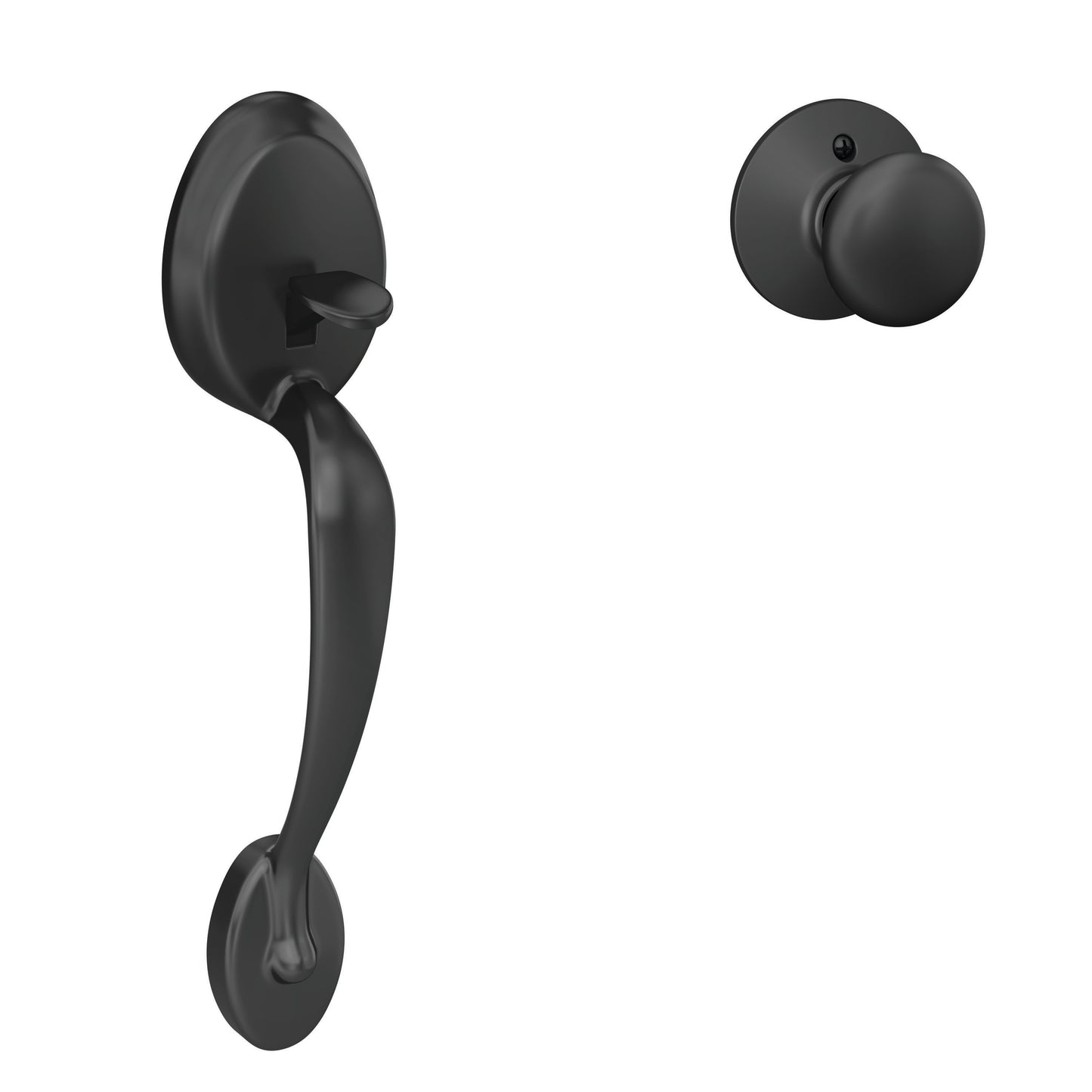 Schlage Plymouth Matte Black Entry Door Handleset Knob FE285 G PLY 622