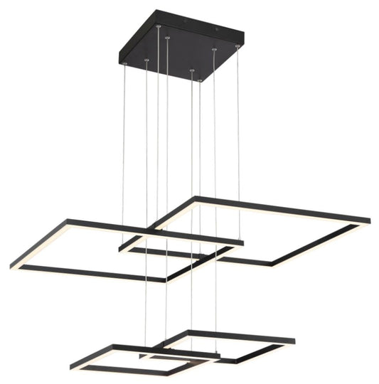 Access Lighting Squared 1 -Light Black Modern/contemporary Geometric Integrated LED Large Hanging Pendant light